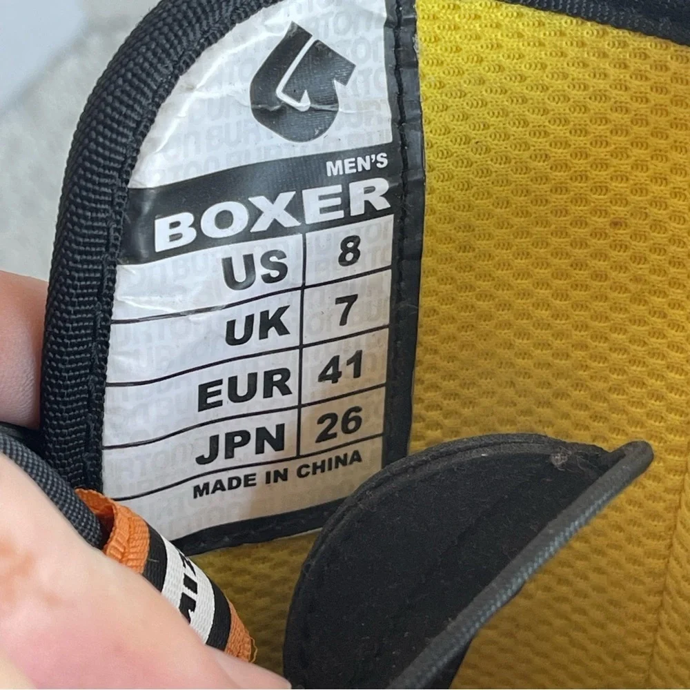 Burton (BRTN) Boxer Black Snowboard Boots with Yellow Accents Men SZ 8